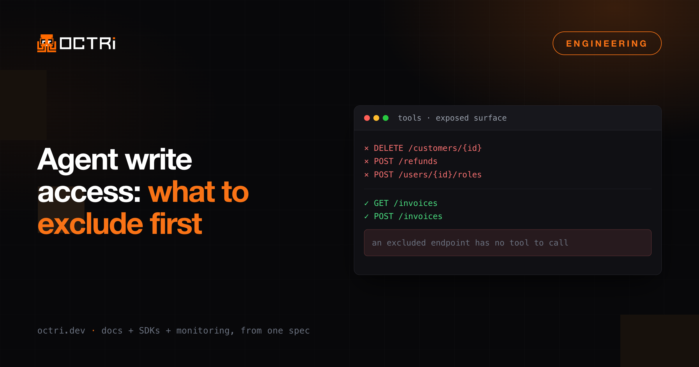 Giving an agent write access to your API: what to exclude first