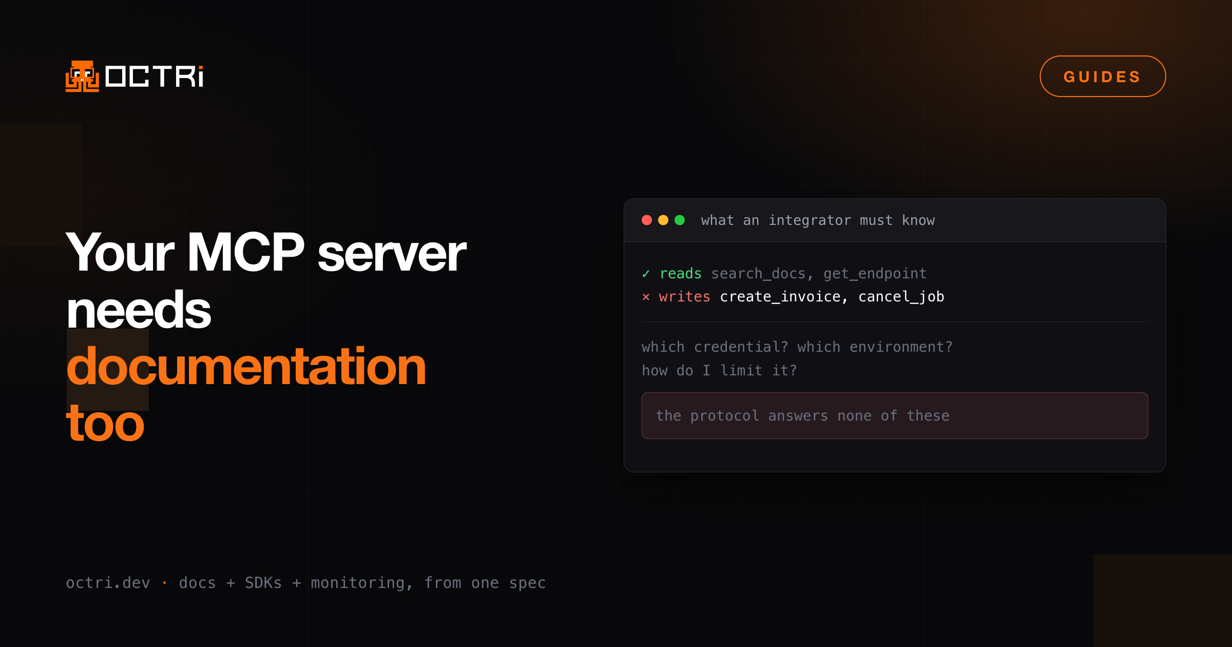 Your MCP server needs documentation, and it is not your API docs
