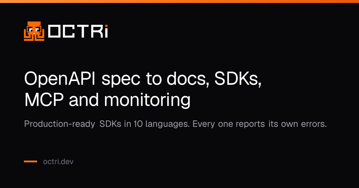 I'll generate free SDK, Docs, and an MCP server from your OpenAPI spec for the first 20 people who s