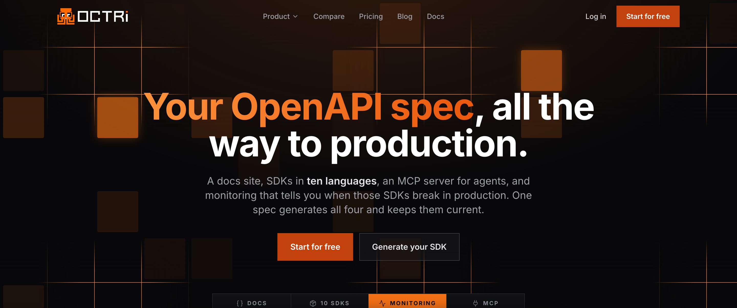 The product home page.